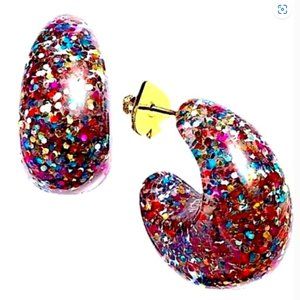Kate Spade Adore - Ables Multi Glitter Huggies Earrings